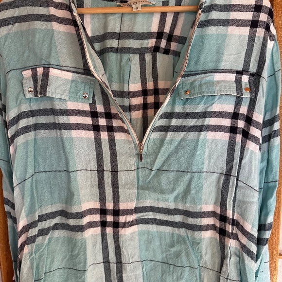 Blue Plaid Quarter Zip Top - Picture 5 of 11